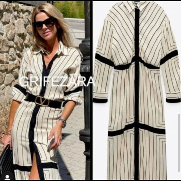Zara Black and White Striped Dress - Picture 2 of 6